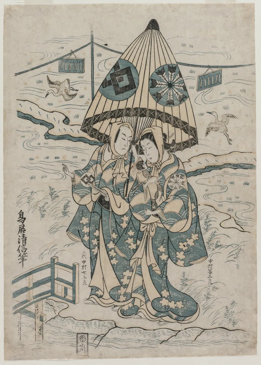 Nakamura Tomijuro and Nakamura Shichisaburo II as the Lovers Agemaki and Sukeroku by Torii Kiyonobu II
