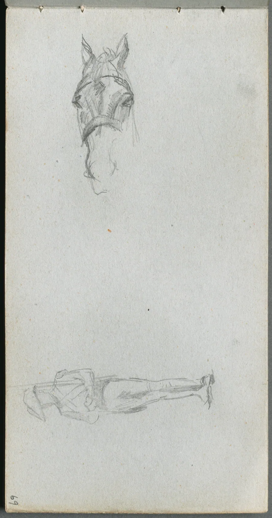 Sketchbook, page 69: Study of a Hand, a Horse, and a Figure by Ernest Meissonier