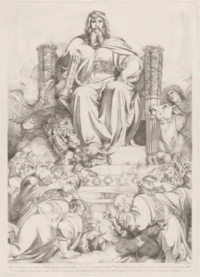 Et ecce sedes posita erat in coelo... (God the Son in Majesty on the Throne Surrounded by the Four Creatures and Worshipped by the Twenty-four Elders)