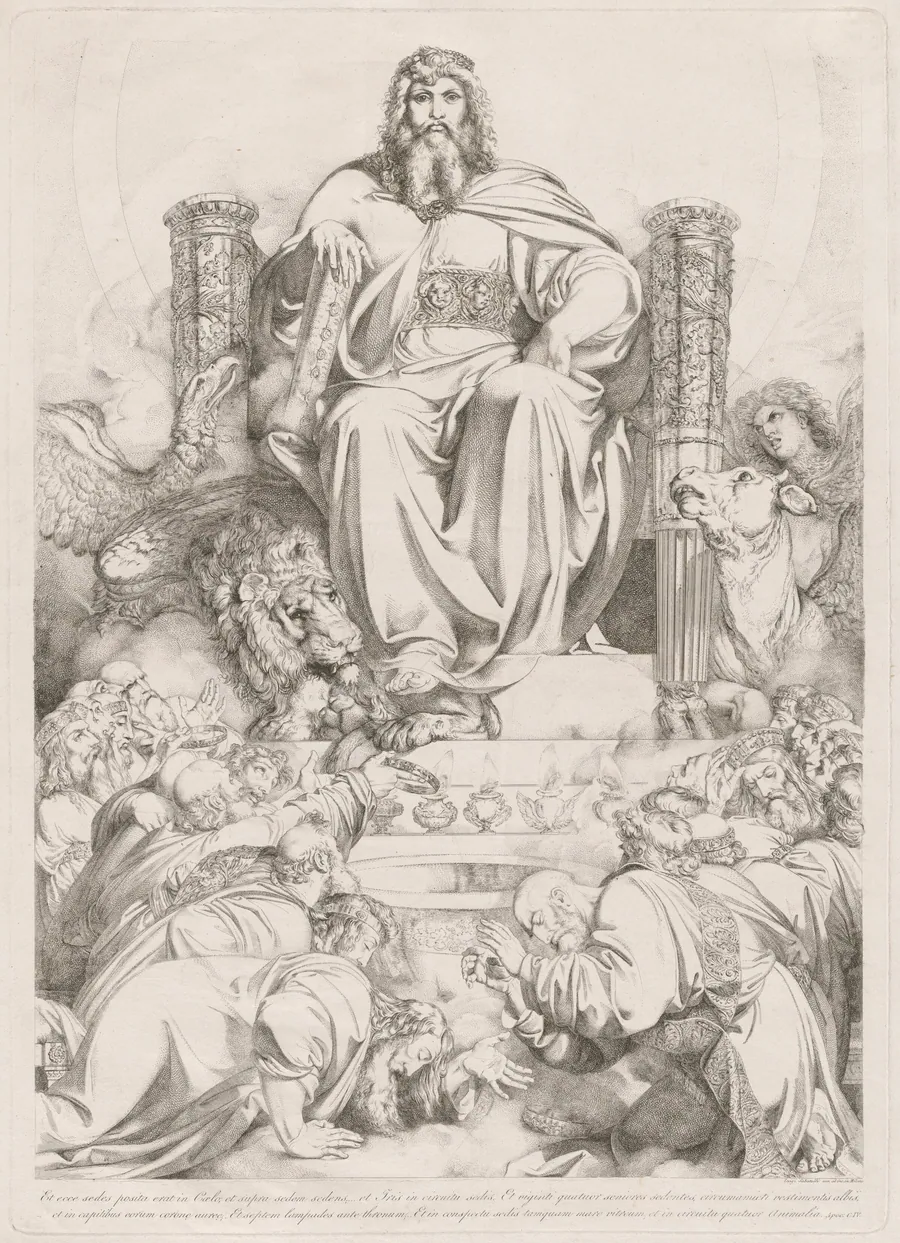 Et ecce sedes posita erat in coelo... (God the Son in Majesty on the Throne Surrounded by the Four Creatures and Worshipped by the Twenty-four Elders) by Luigi Sabatelli I