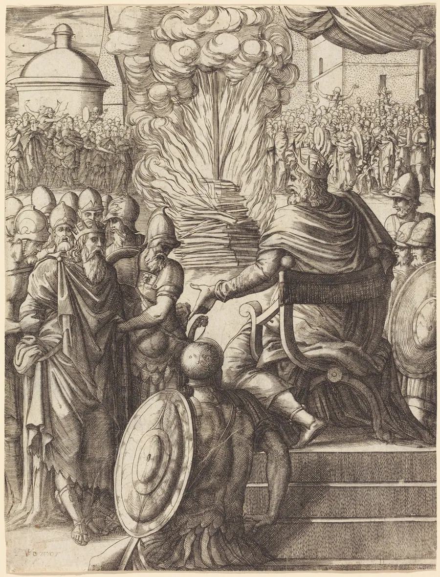 Heraclius Sentencing the Tyrant Phocas by Pierre II Woeiriot de Bouzey