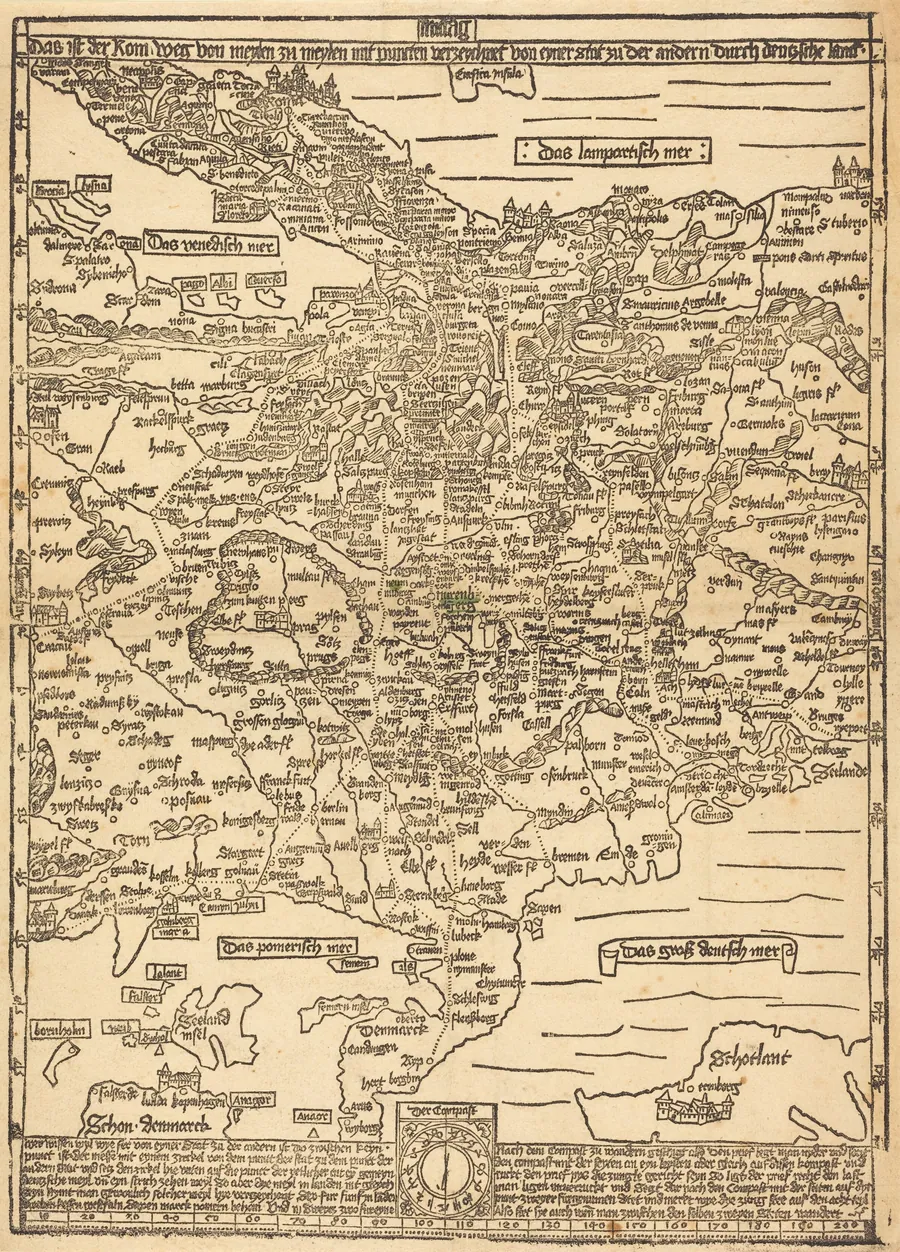 Road Map of Central Europe by Erhard Etzlaub