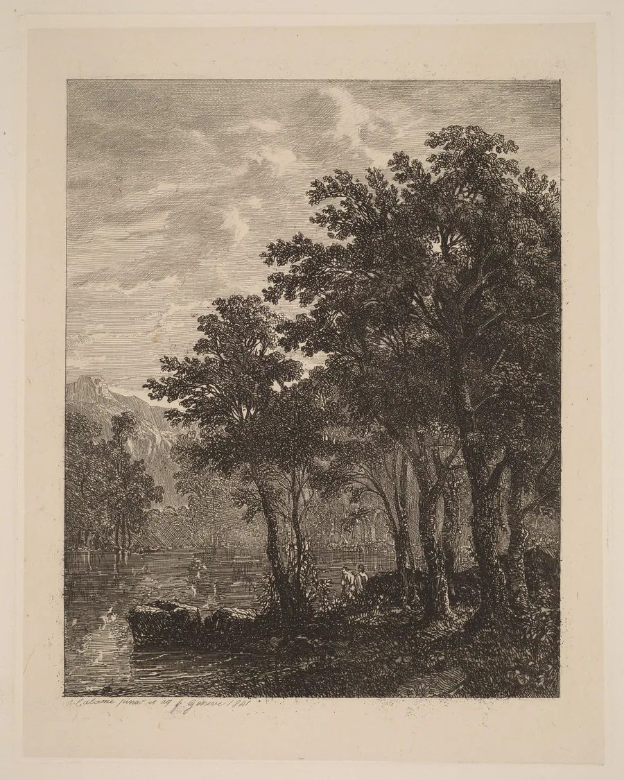 Trees by a River by Alexandre Calame