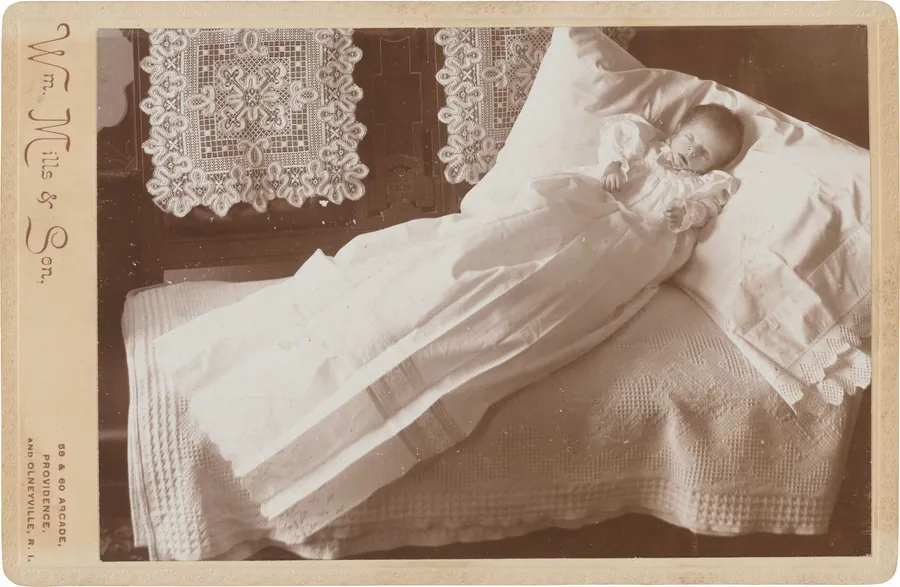 Post-Mortem Baby on Bed by William Mills & Son