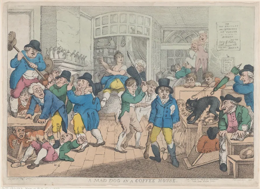 A Mad Dog in a Coffee House by Thomas Rowlandson