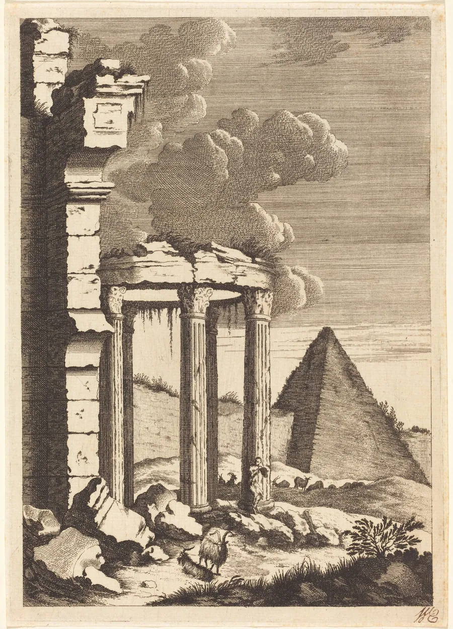 Goats before Ruins and a Pyramid by Bernhard Zaech