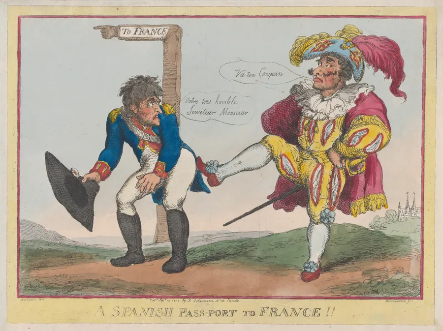 A Spanish Pass-Port to France!! by Rudolph Ackermann, London