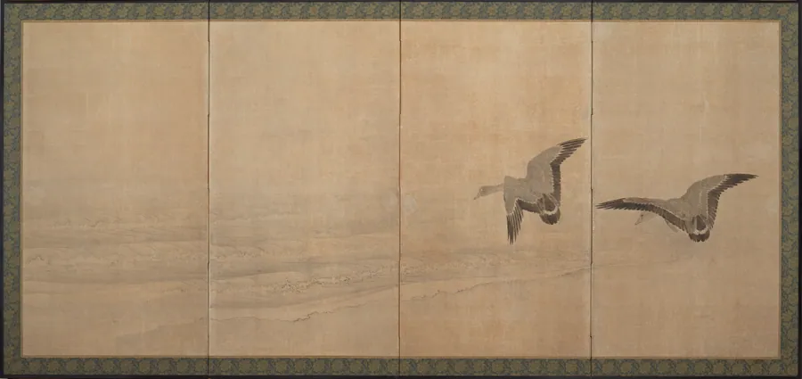 Geese Over a Beach by Maruyama Okyo 円山応挙 (1733-1795)