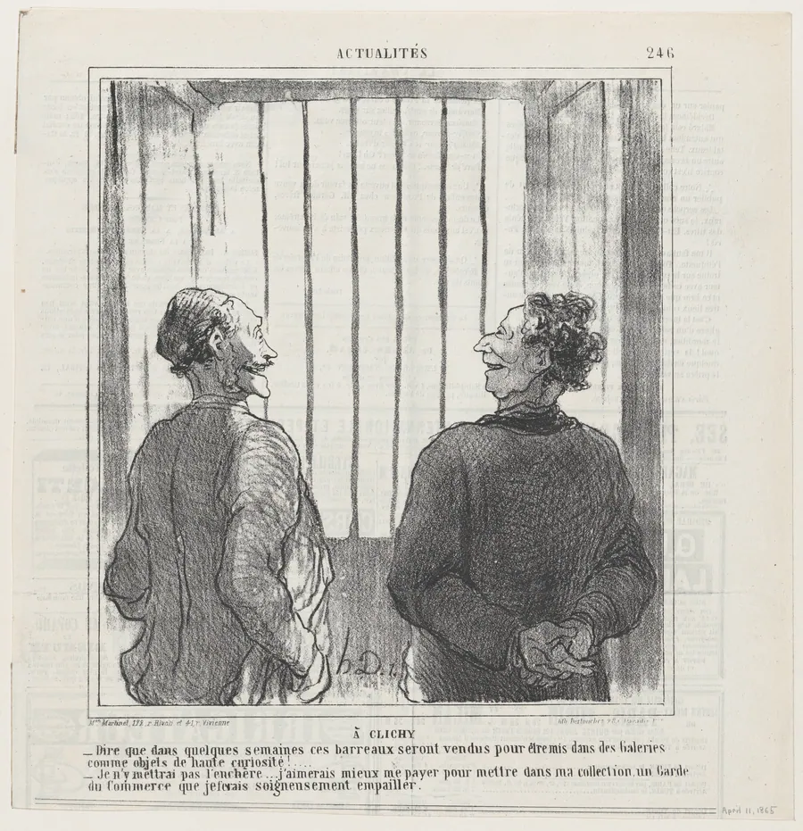 In Clichy, from 'News of the day,' published in Le Charivari, April 11, 1865 by Destouches