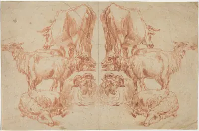 Four Sheep and a Cow