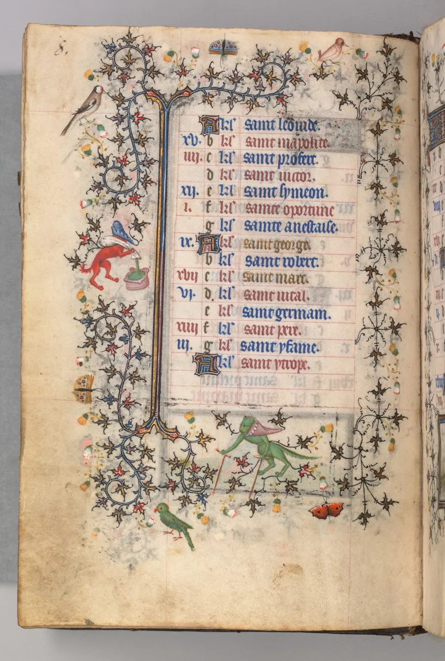Hours of Charles the Noble, King of Navarre (1361-1425): fol. 4v, April by Master of the Brussels Initials and Associates