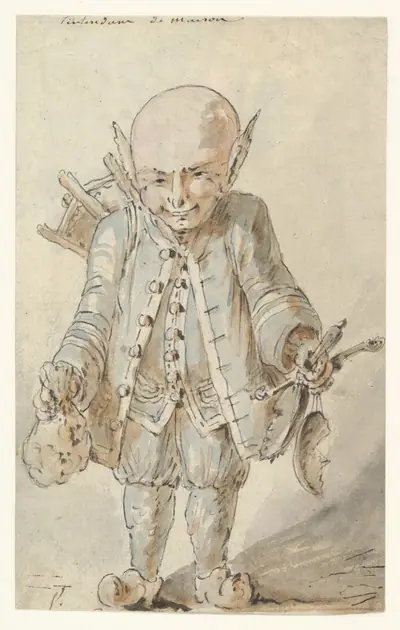 Caricature of  a Junkman [recto], Caricature of a School Master [verso]