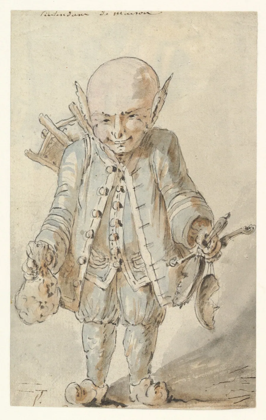 Caricature of  a Junkman [recto], Caricature of a School Master [verso] by Jean Charles Delafosse
