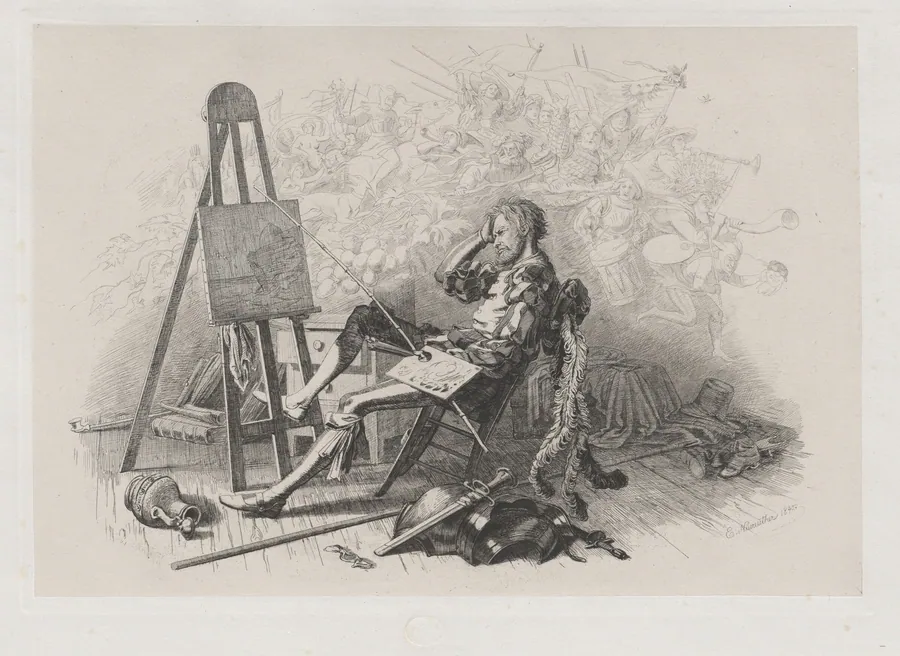 Morning after the Masked Ball: Emil Theodor Richter at His Easel by Eugen Napoleon Neureuther