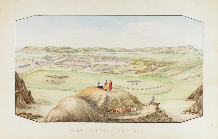 Fort Keogh, Montana Territory by Hermann Stieffel, born Wiesbaden, Germany 1826-died Washington, DC 1886