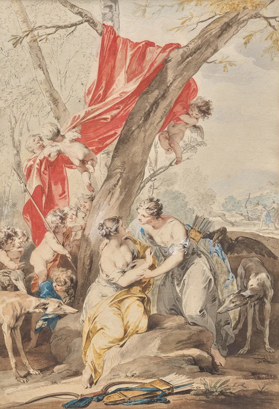 Jupiter (in the guise of Diana) and Callisto by Jacob de Wit