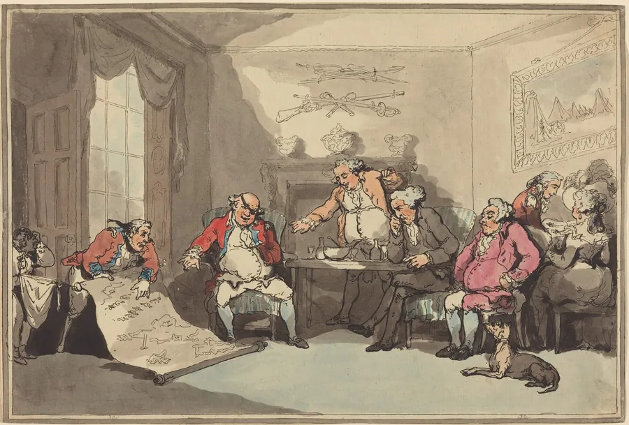 A Militia Meeting by Thomas Rowlandson