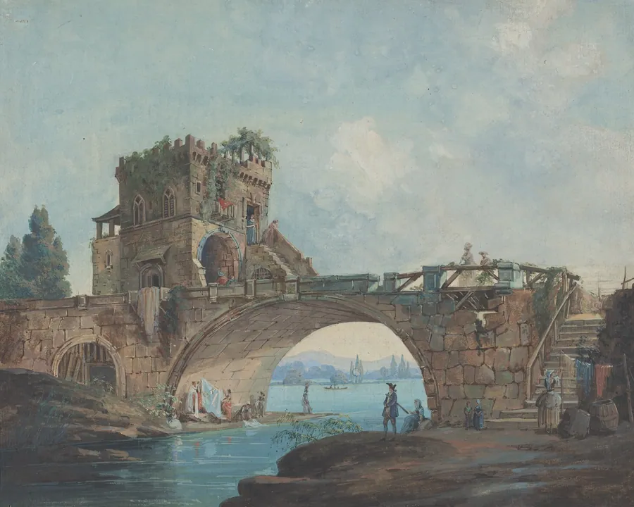 The Ponte Salario with Laundresses by French 18th Century