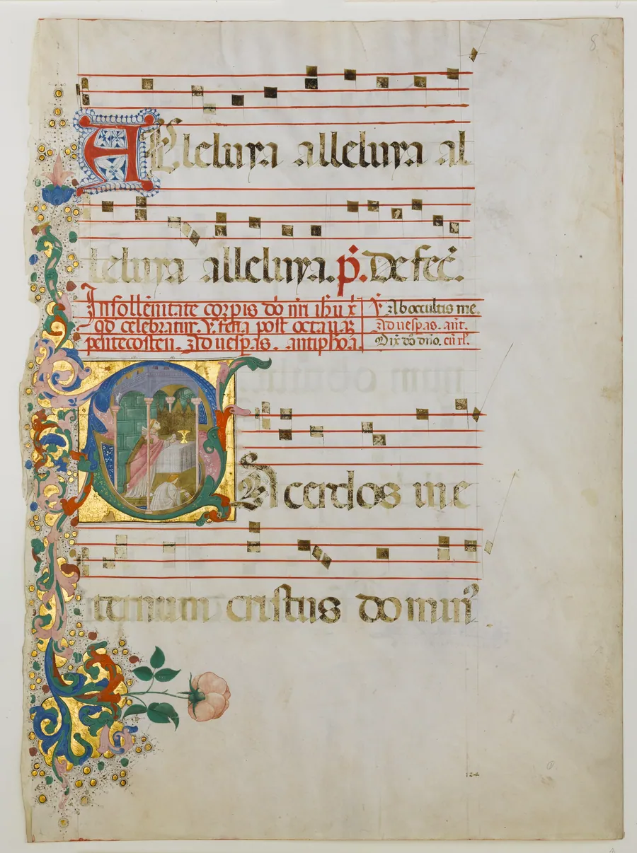 Manuscript Leaf with the Celebration of a Mass in an Initial S, from an Antiphonary by Master of the Riccardiana Lactantius