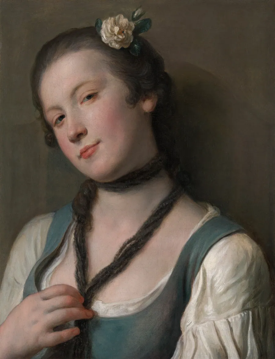 A Girl with a Flower in Her Hair by Pietro Rotari