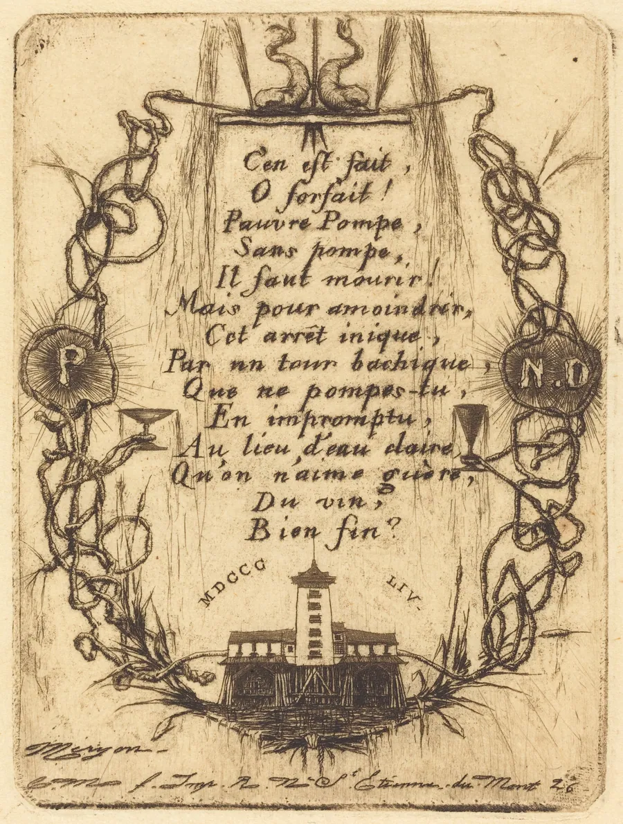 La petite pompe, Paris (The Notre Dame Pump, small plate) by Charles Meryon