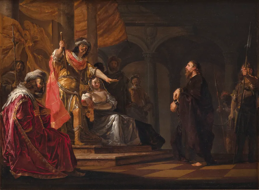Apostlen Paulus forsvarer sig over for Festus og Agrippa ved rettergangen i Kæsarea by Nicolaus Knüpfer