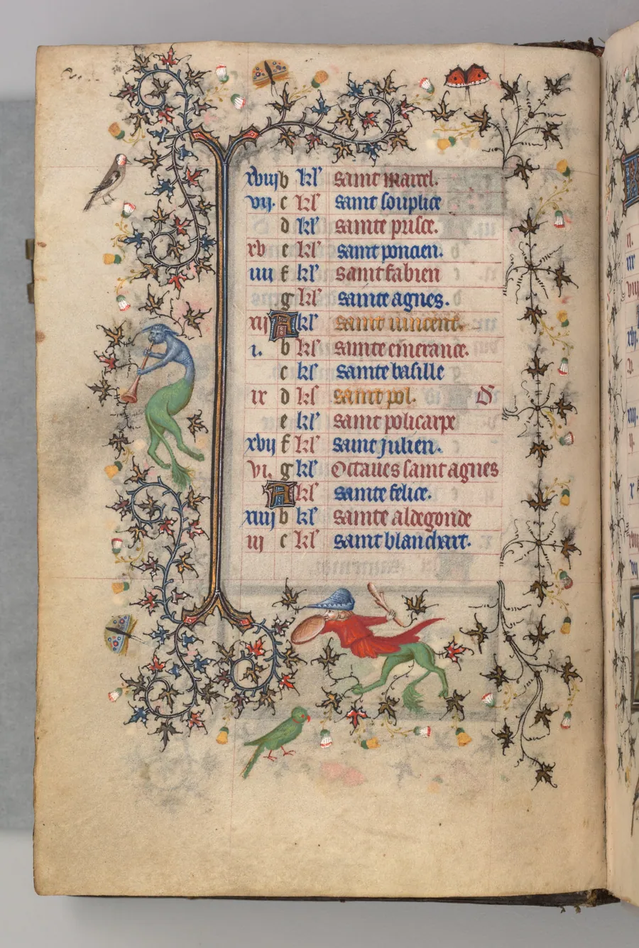 Hours of Charles the Noble, King of Navarre (1361-1425): fol. 1v, January by Master of the Brussels Initials and Associates