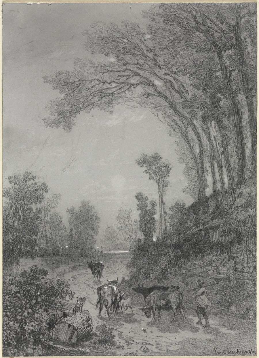 Landscape with Cows by Émile van Marcke