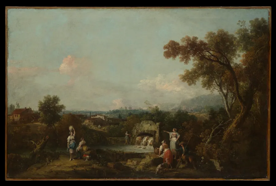 Landscape with Peasants at a Fountain by Francesco Zuccarelli