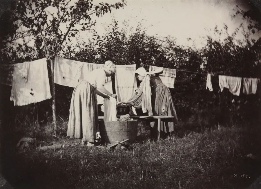 Two Female Peasants Standing, Doing Laundry by Auguste Giraudon's Artist
