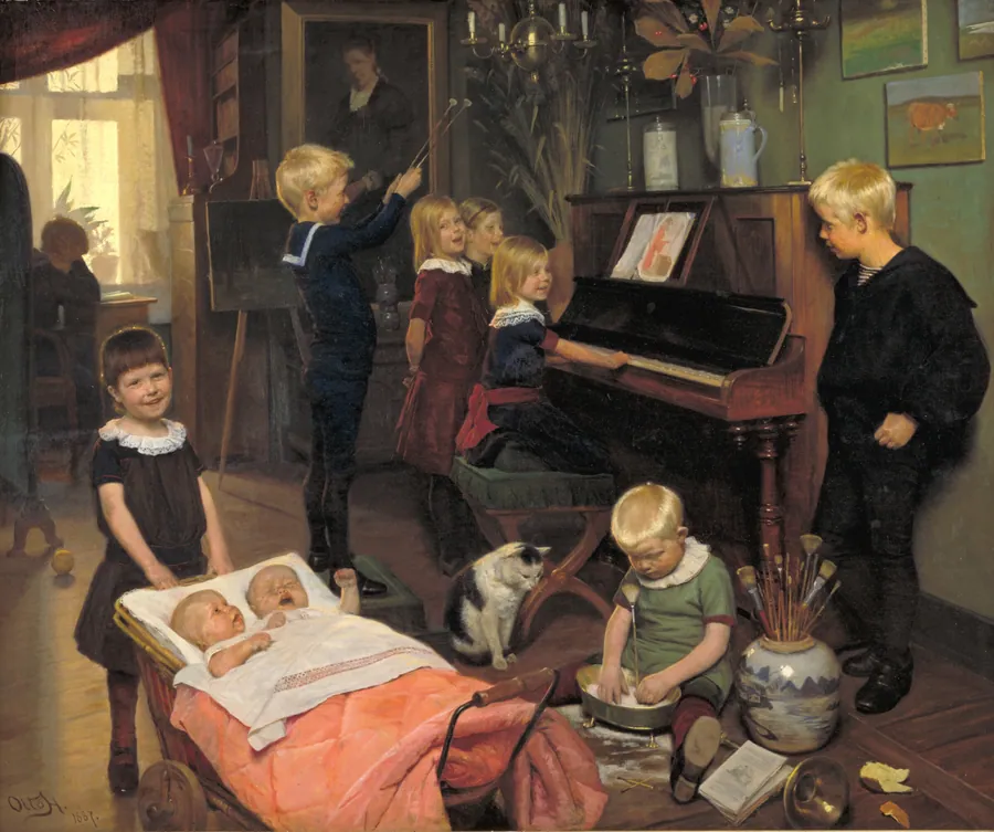 "Koncert". Kunstnerens børn og deres legekammerater by Otto Haslund