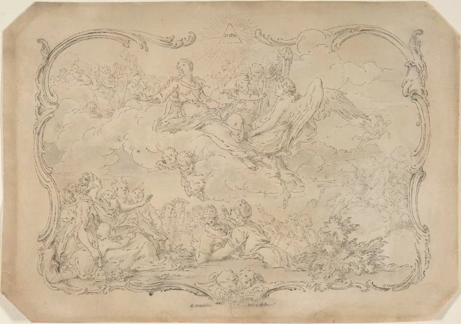 The Goddess of Music Distributing Her Gifts to the Nations by Hubert François Gravelot