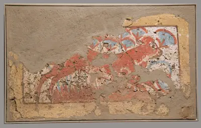 Bench Side-Panel Depicting a Calf in the Marshes