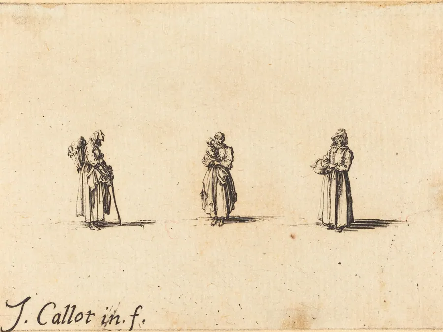 Three Women, One Holding a Child by Jacques Callot