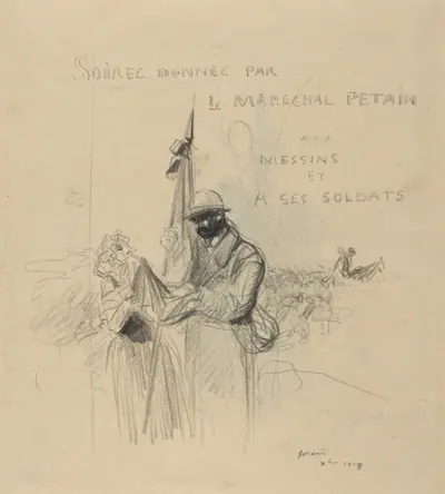 a) Le baiser du drapeau (recto); b) Study of Le baiser du drapeau (verso)