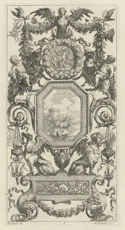 Ornamental Panel Surmounted by a Winged Harpy