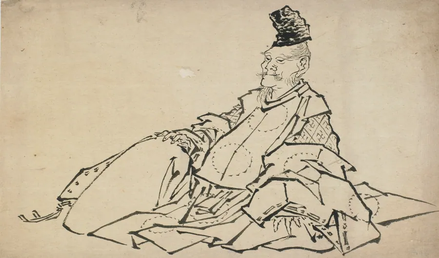 Seated man with nobleman's cap by Katsushika Hokusai 葛飾北斎 (1760-1849)