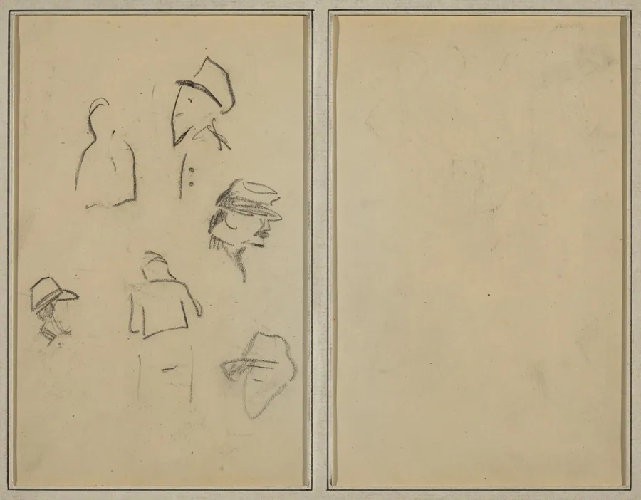 Four Heads and Two Figures [verso] by Paul Gauguin