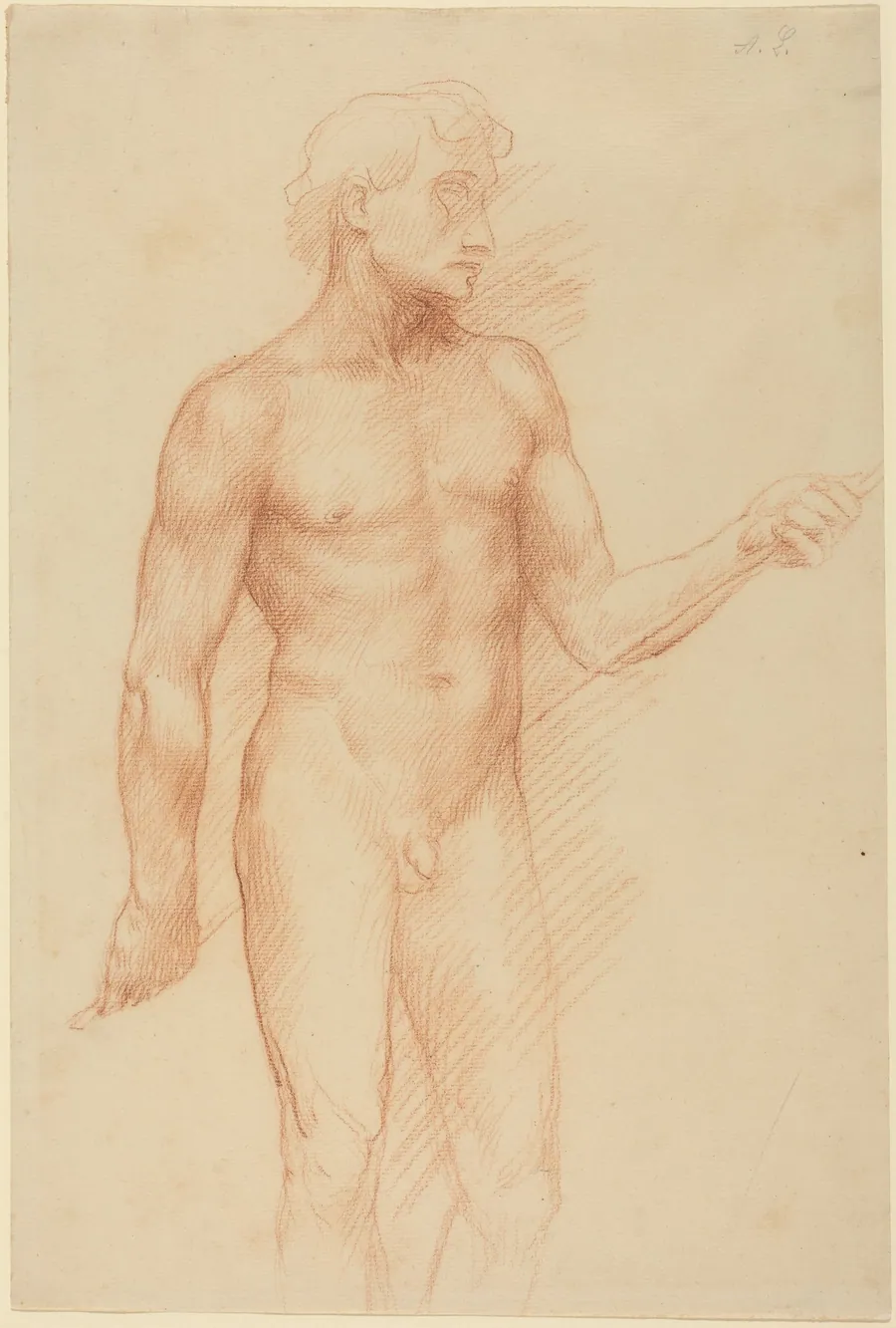 Study of a Man's Figure, Holding Rod behind Back by Alphonse Legros