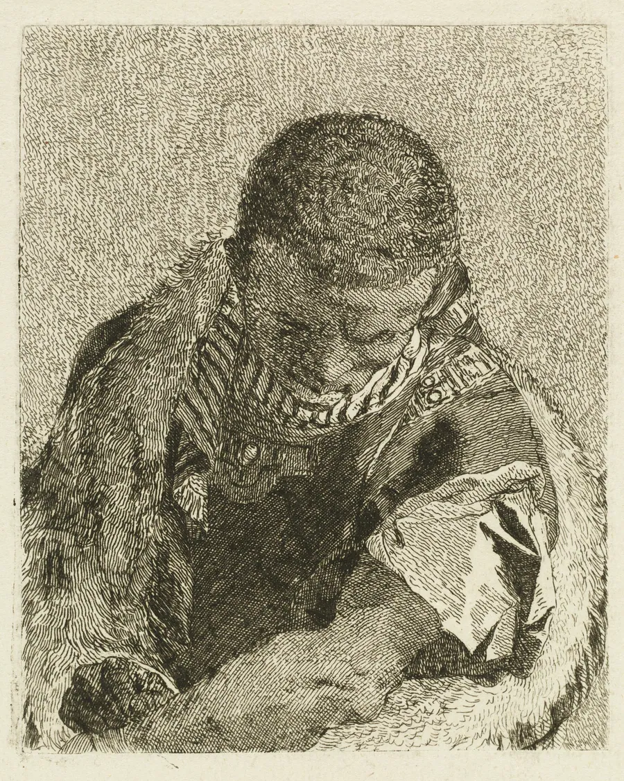 Head of a Moor Bending Forward by Giovanni Domenico Tiepolo