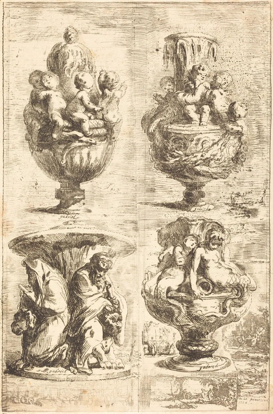 Four Vases (Les quatres vases) by Gabriel de Saint-Aubin