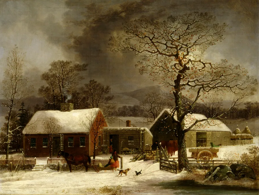 Winter Scene in New Haven, Connecticut by George Henry Durrie, born New Haven, CT 1820-died New Haven, CT 1863