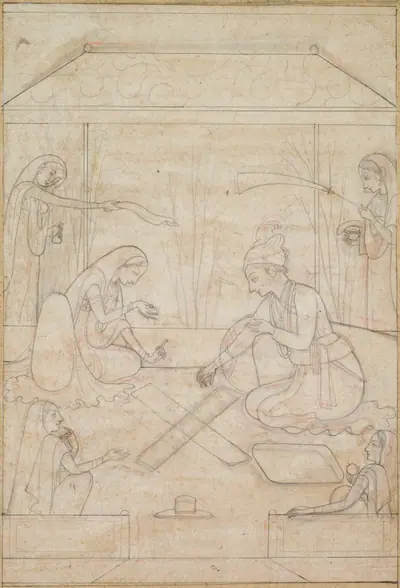 Couple Playing Chaupar on a Terrace