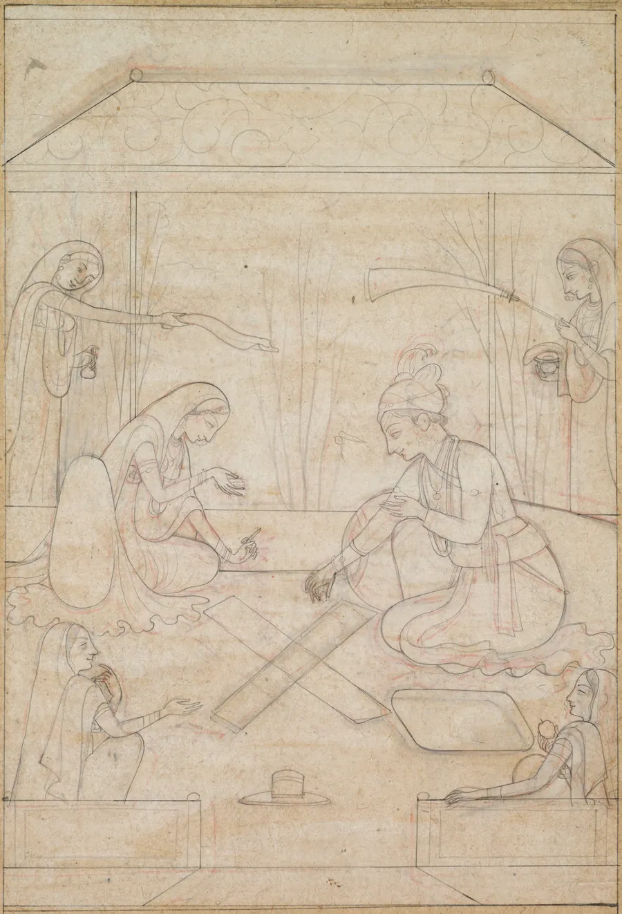 Couple Playing Chaupar on a Terrace