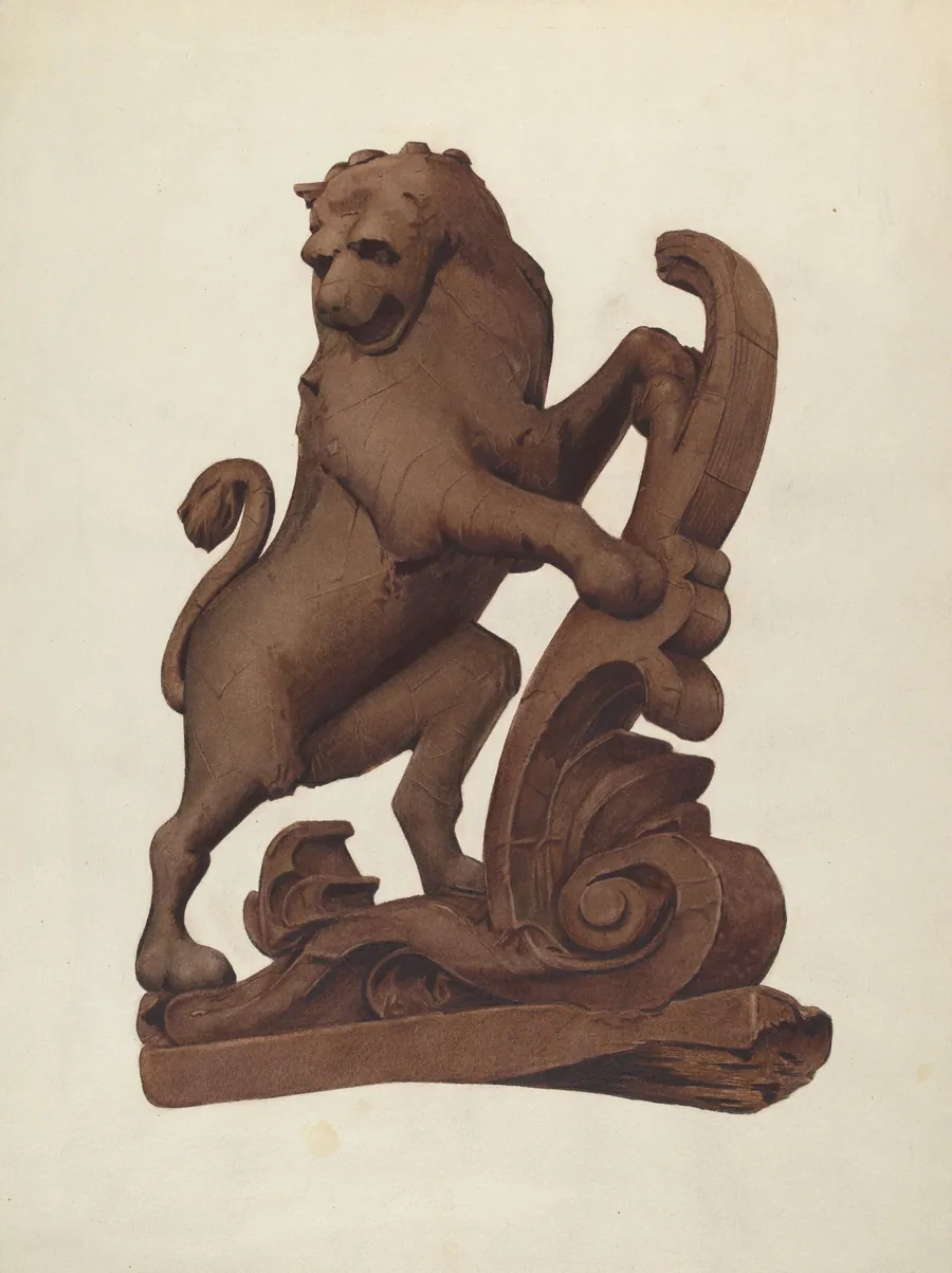 Woodcarving of a Lion by Alice Stearns