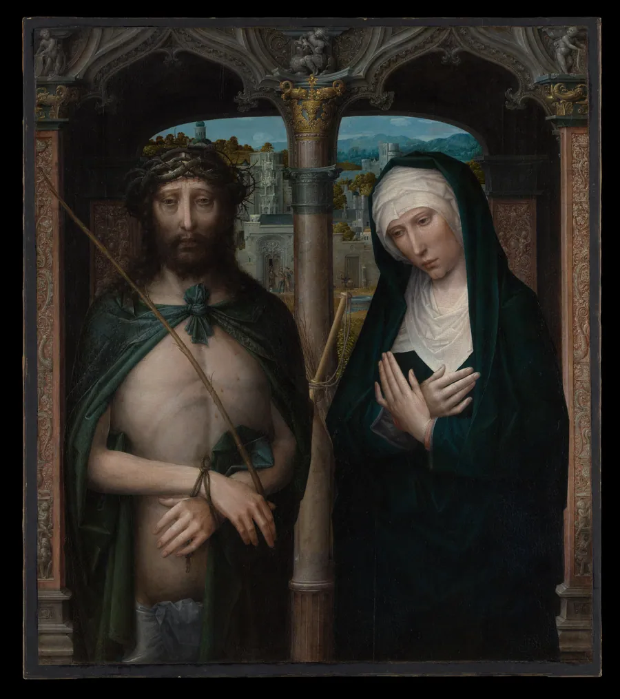 Christ Crowned with Thorns (Ecce Homo), and the Mourning Virgin by Adriaen Isenbrant