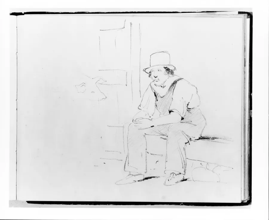 Man Seated; Sketch of a Pig's Head (from Sketchbook) by Francis William Edmonds