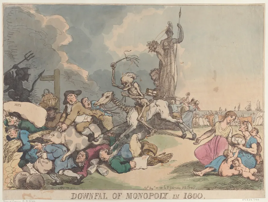 Downfall of Monopoly in 1800 by Rudolph Ackermann, London