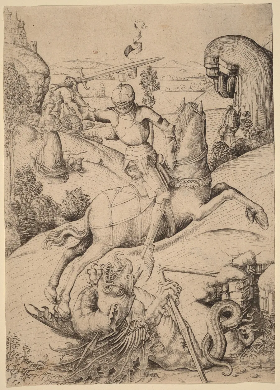 Saint George and the Dragon by Israhel van Meckenem