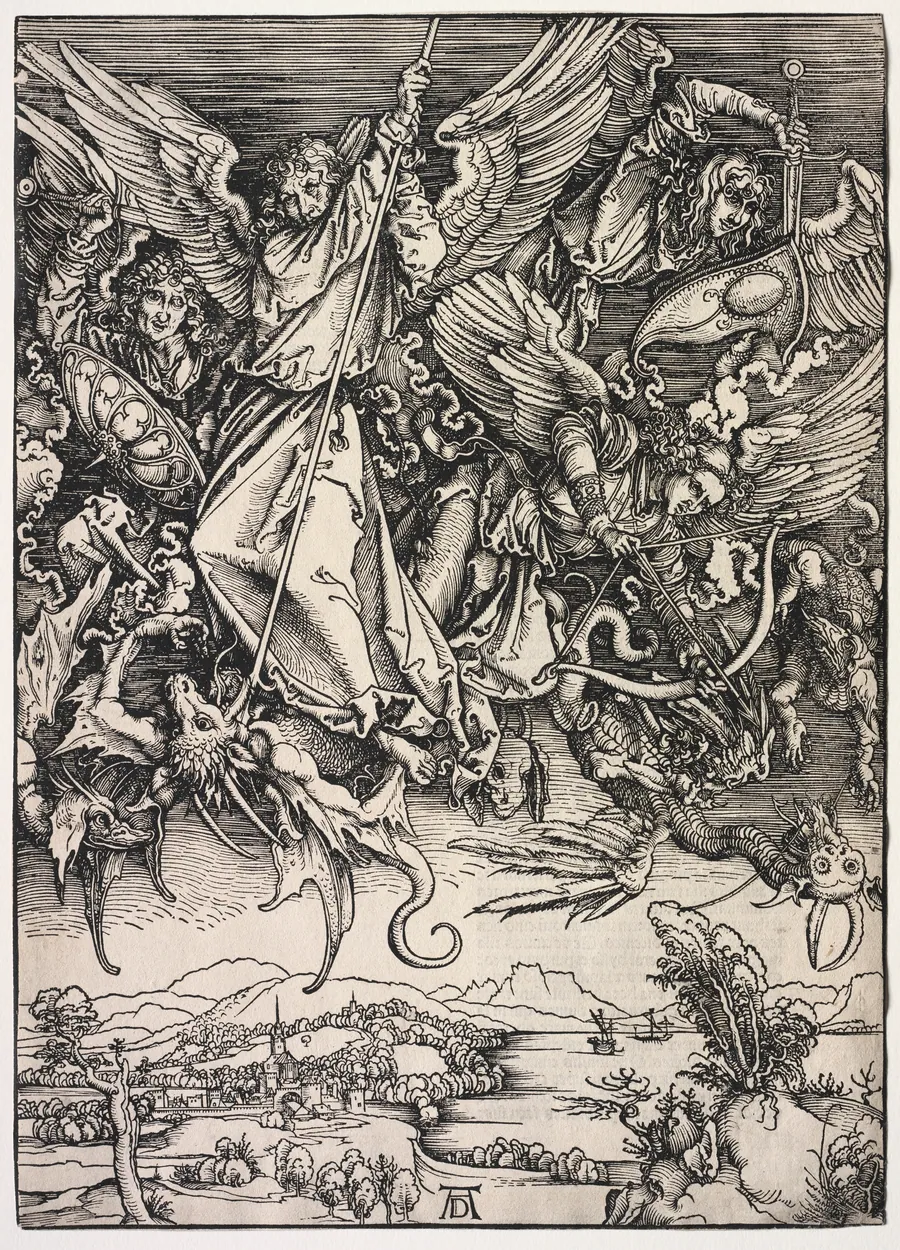 Revelation of St. John: St. Michael fighting the Dragon by Albrecht Dürer